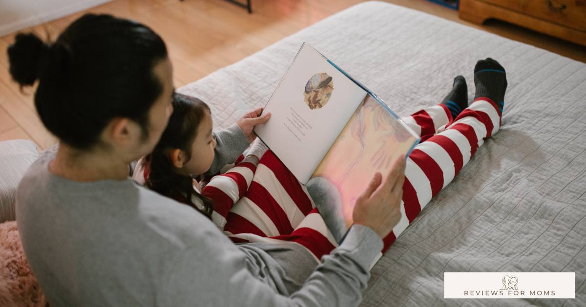 A child reading a book with her parent - Developing listening skills in young learners and readers